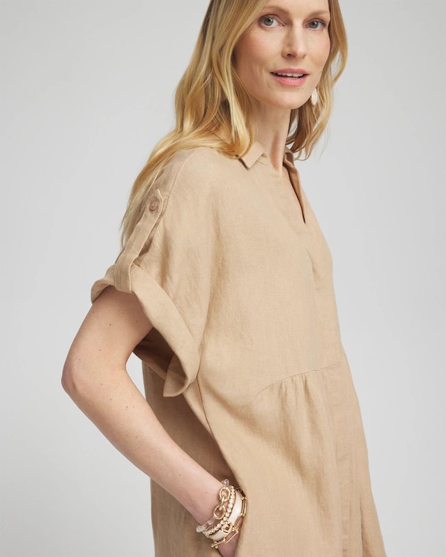 Linen Roll Tab Dolman Midi Dress - image 4